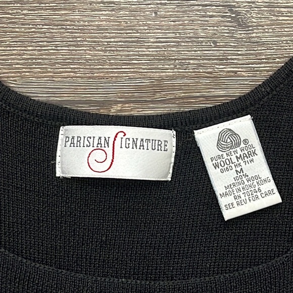 Vintage Parisian Signature 100% Merino Wool Sweater Dress Sz M Minimalist 90’s - Picture 11 of 15